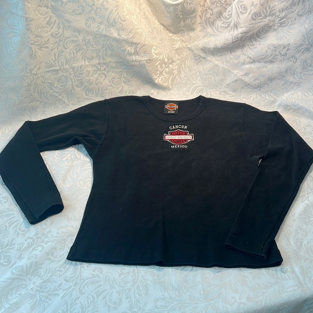 Harley Davidson Black & Red Women’s Long Sleeve Shirt - Sz Medium